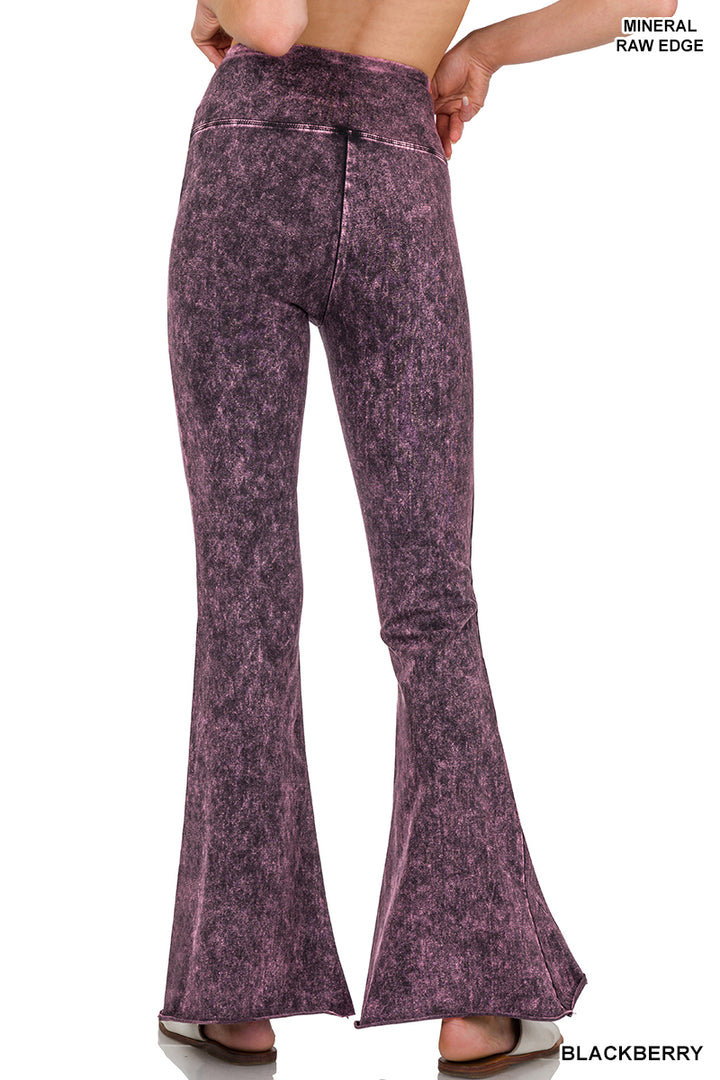 Zenana Mineral Washed High Waist Raw Bottom BootCut Pant SP-102