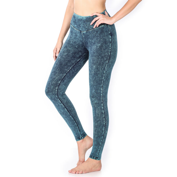 Zenana Mineral Wash Wide Waistband Legging SP-646AB