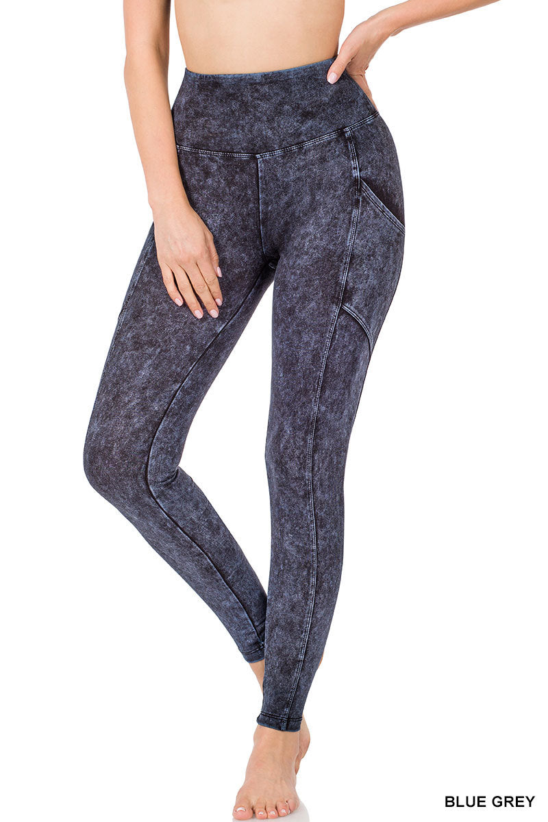 Zenana Mineral Wash Pocket Legging SP-80077