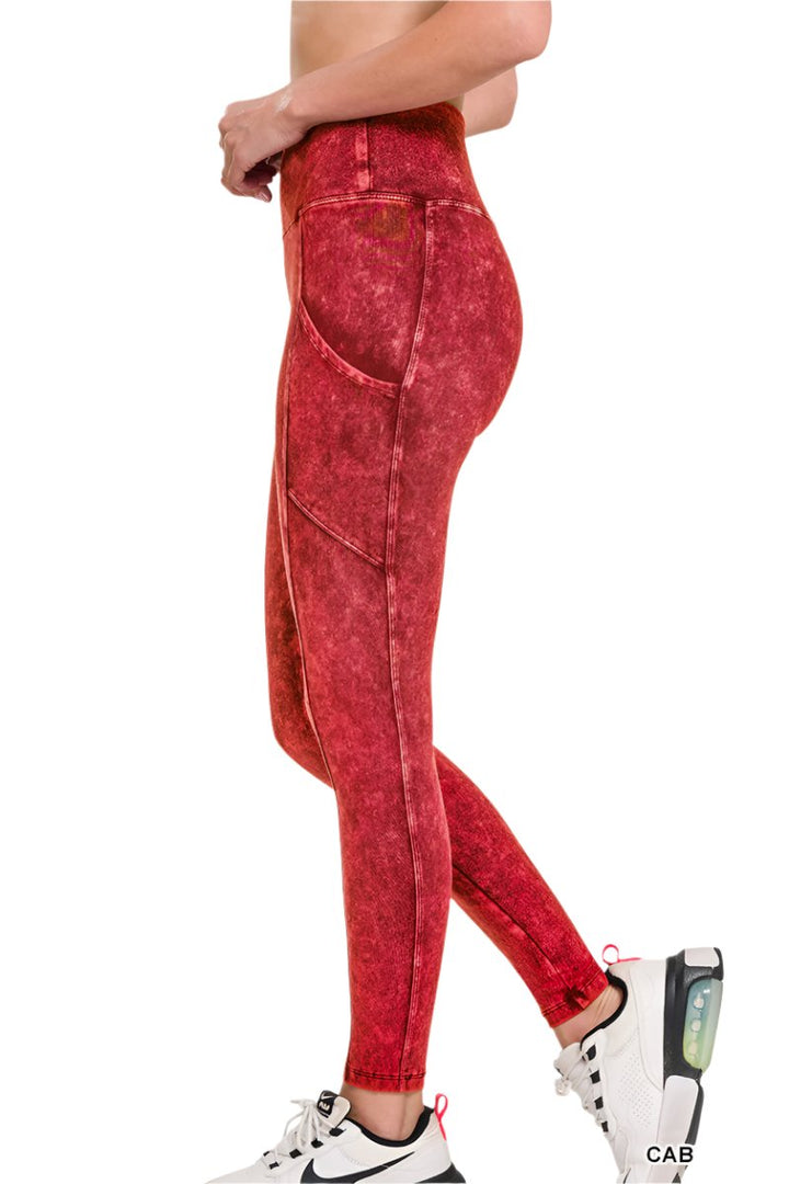 Zenana Mineral Wash Pocket Legging SP-80077