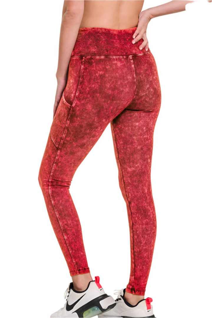 Zenana Mineral Wash Pocket Legging SP-80077