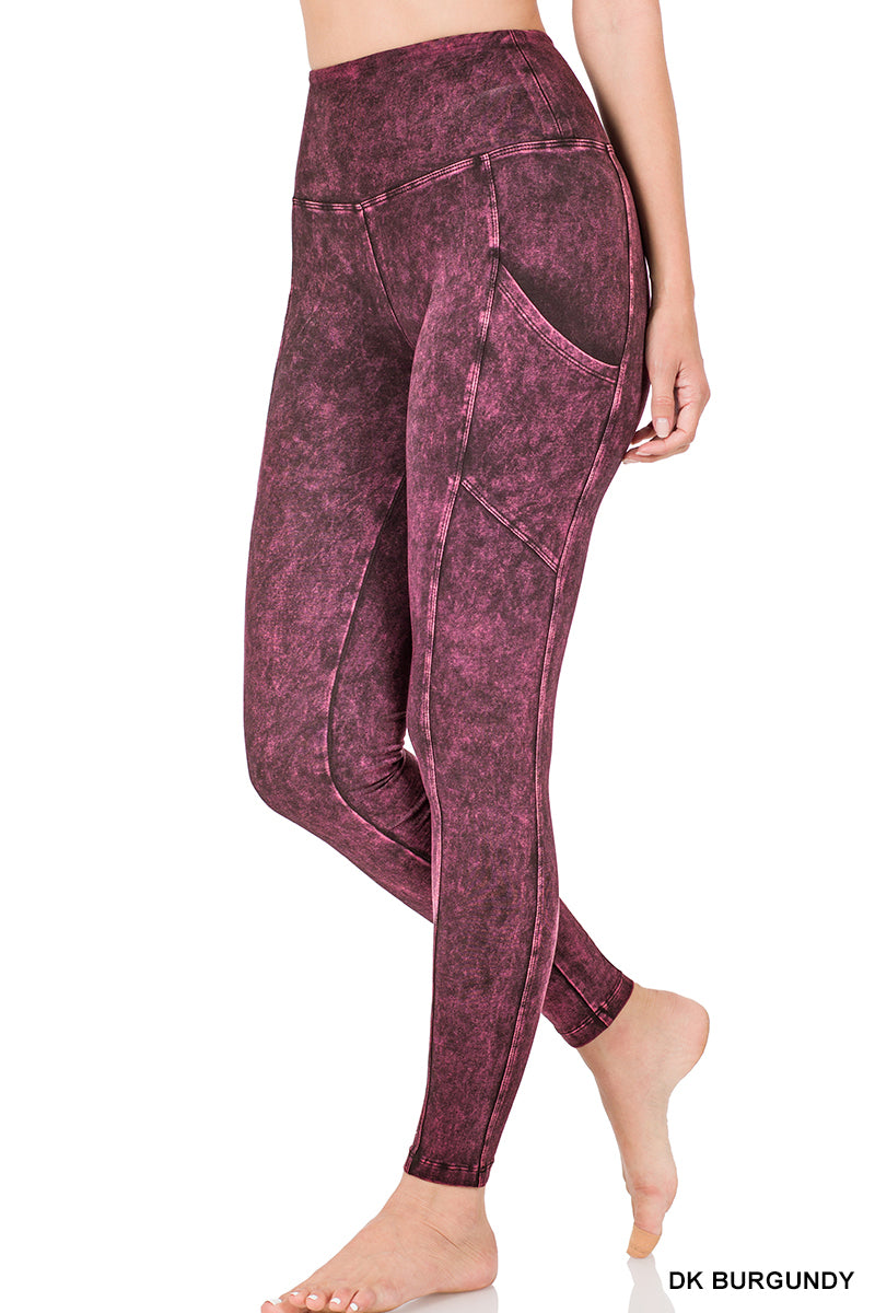 Zenana Mineral Wash Pocket Legging SP-80077