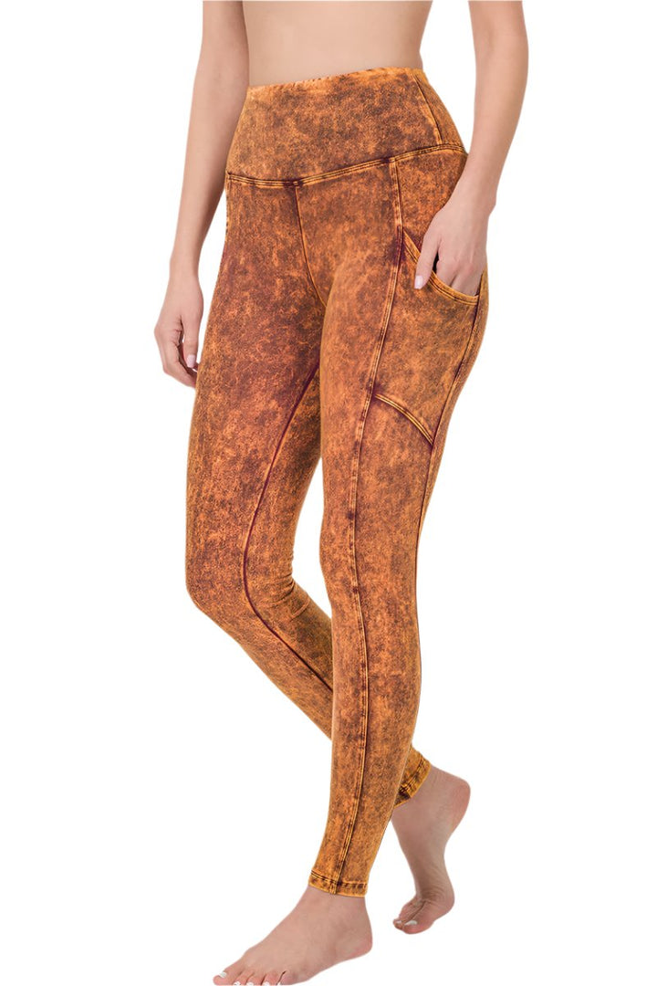 Zenana Mineral Wash Pocket Legging SP-80077