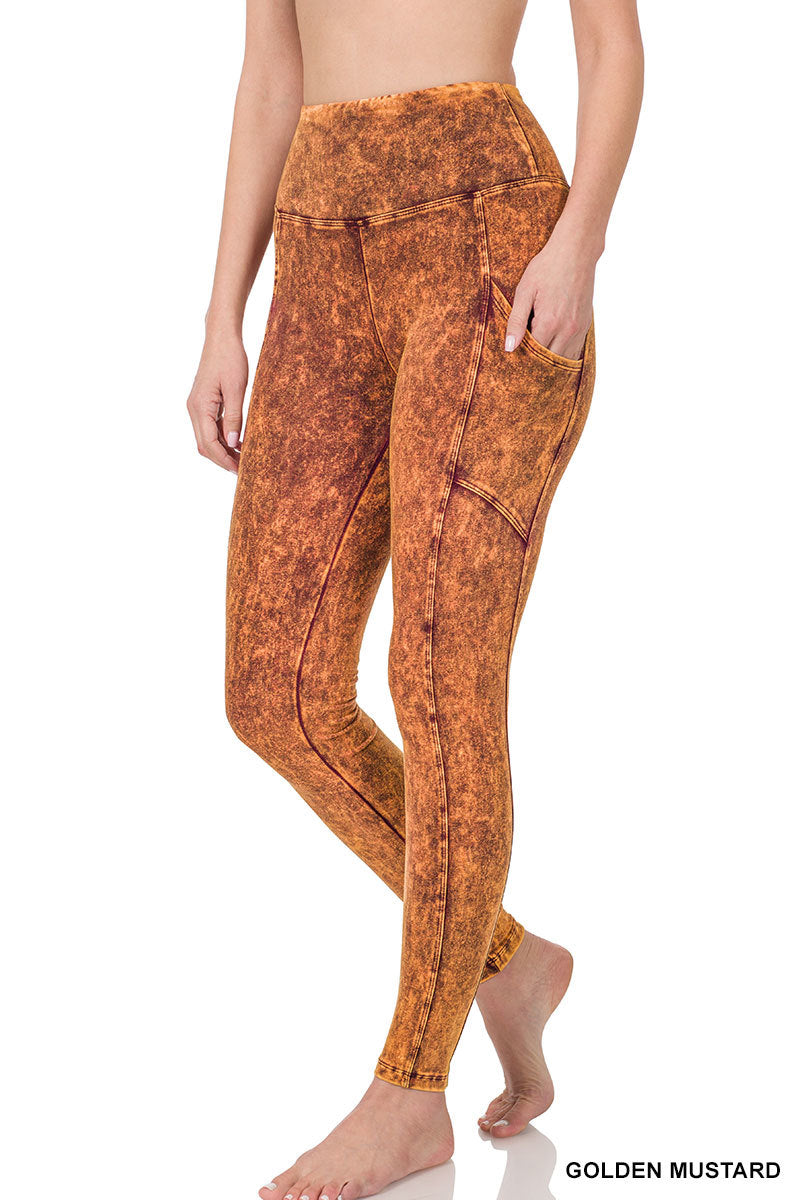 Zenana Mineral Wash Pocket Legging SP-80077