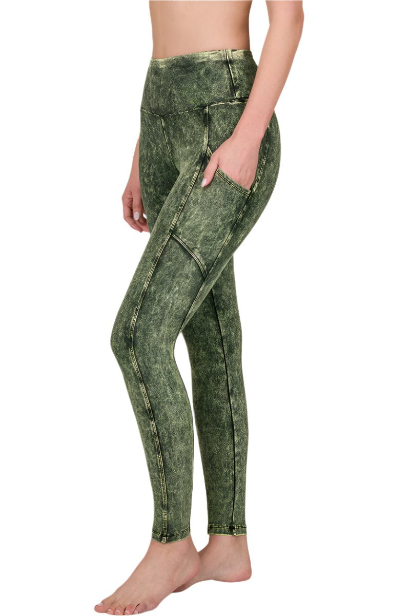 Zenana Mineral Wash Pocket Legging SP-80077