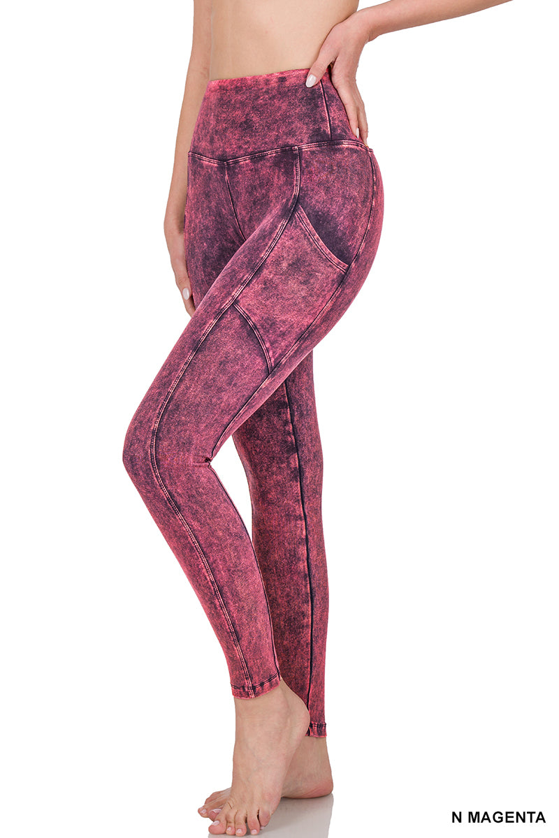 Zenana Mineral Wash Pocket Legging SP-80077