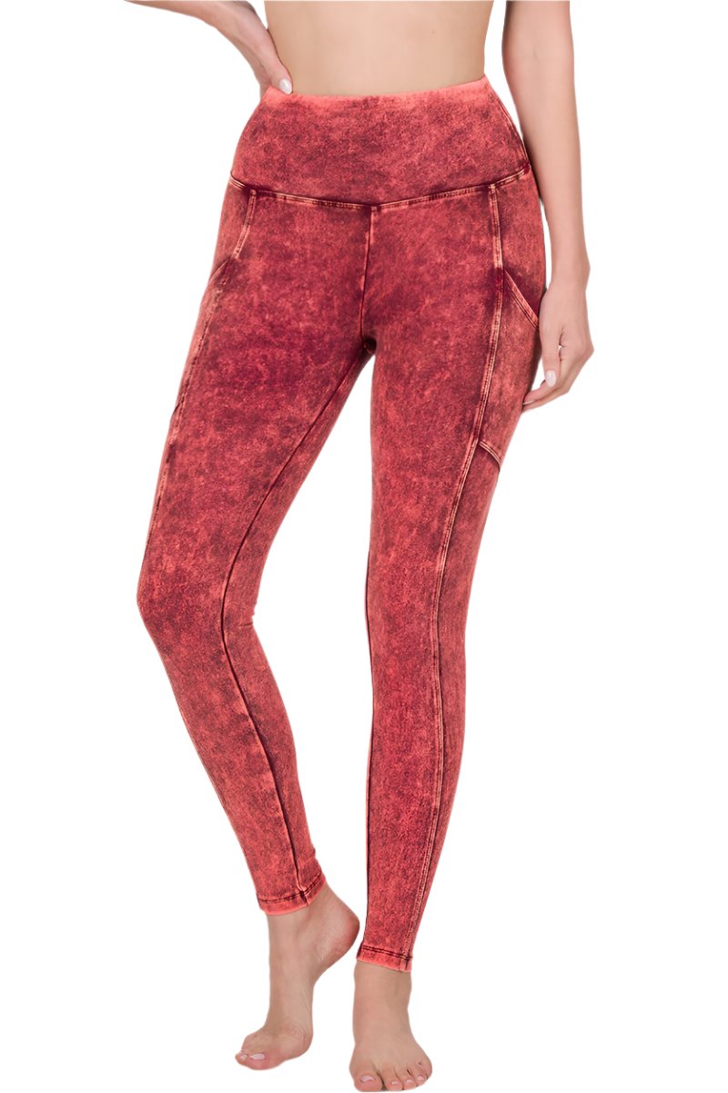 Zenana Mineral Wash Pocket Legging SP-80077