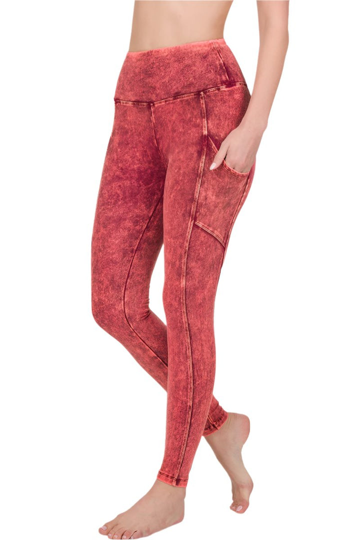 Zenana Mineral Wash Pocket Legging SP-80077