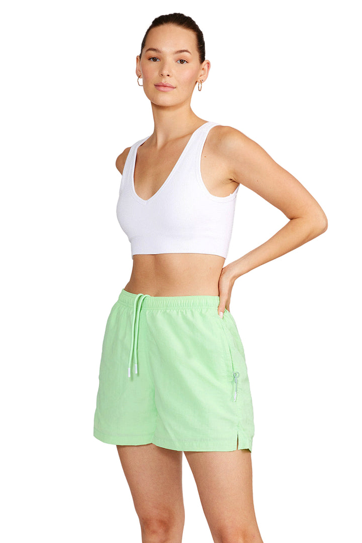 Cream Yoga Sage v-neck seamless bra top - White - Side View