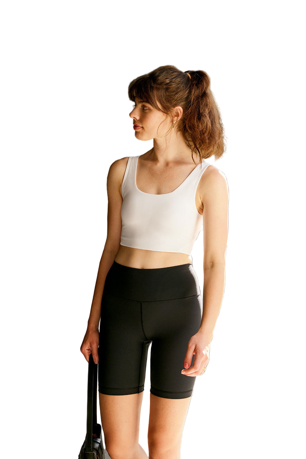 Cream Yoga Sara sports bra tank - White - Front View