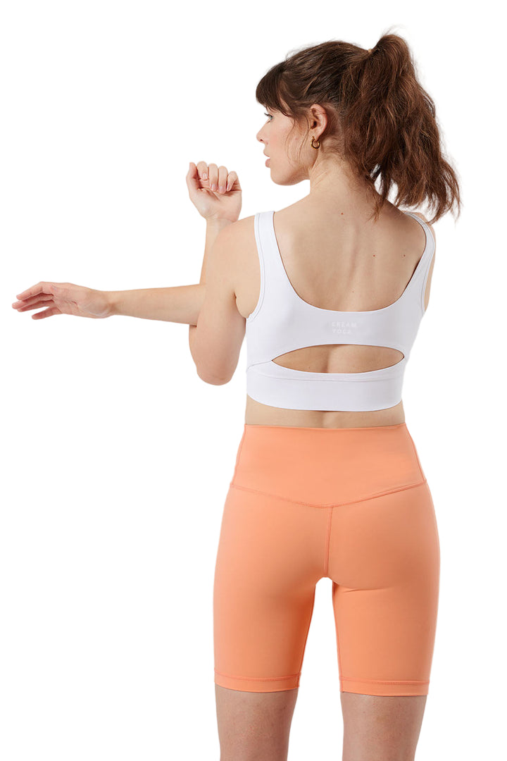 Cream Yoga Sara sports bra tank - White - Back View