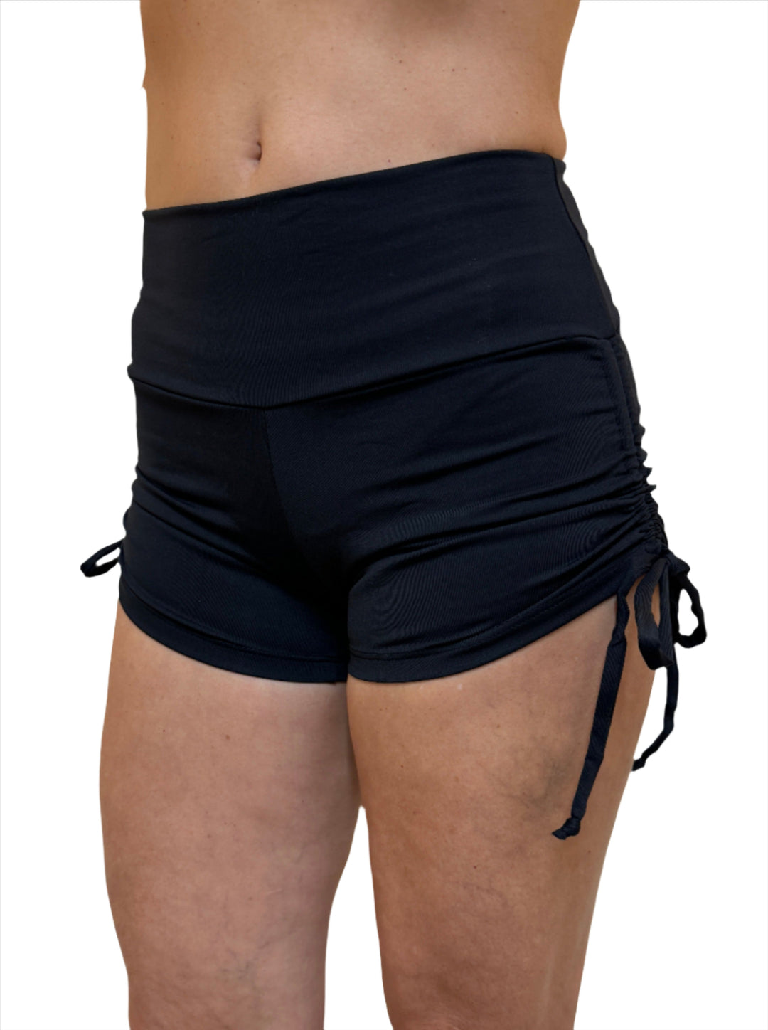 Bia Brazil Activewear Side Tie Shorts - Black - Side View