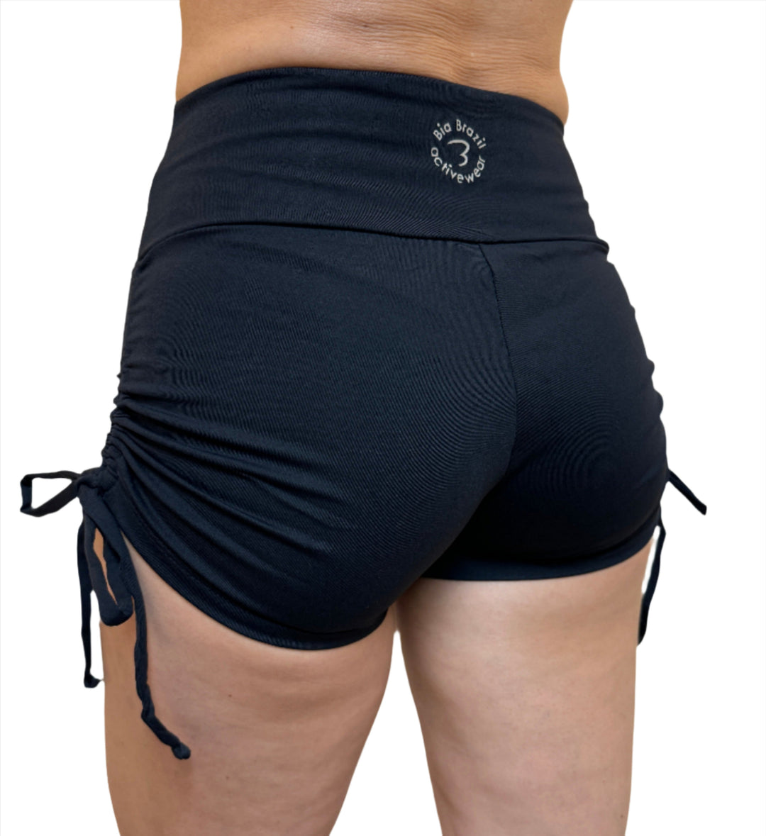 Bia Brazil Activewear Side Tie Shorts - Black - Back Side View