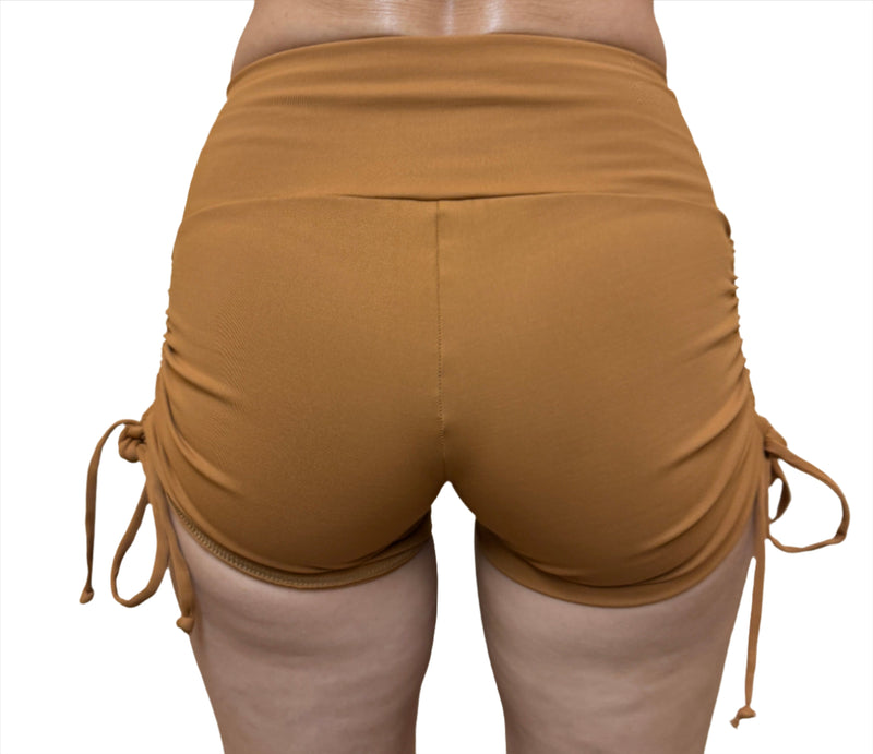 Bia Brazil Activewear Side Tie Shorts - Cafe - Back Rear View