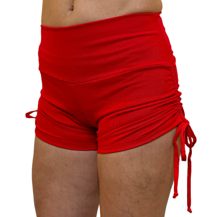 Bia Brazil Activewear Side Tie Shorts - Red - Side View