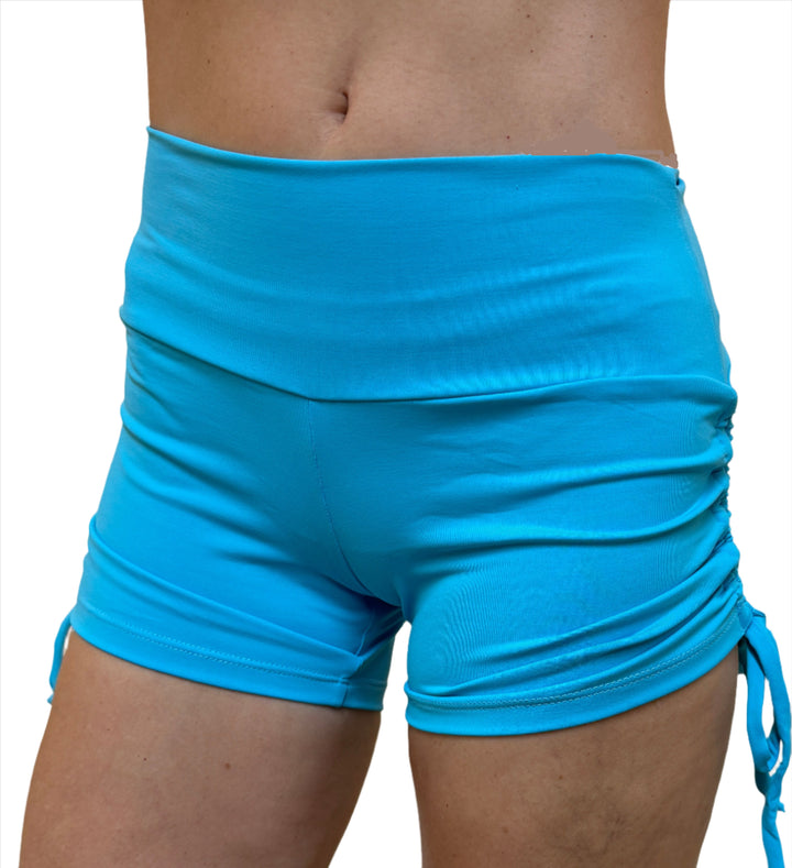 Bia Brazil Activewear Side Tie Shorts - Turquoise - Front Rear View