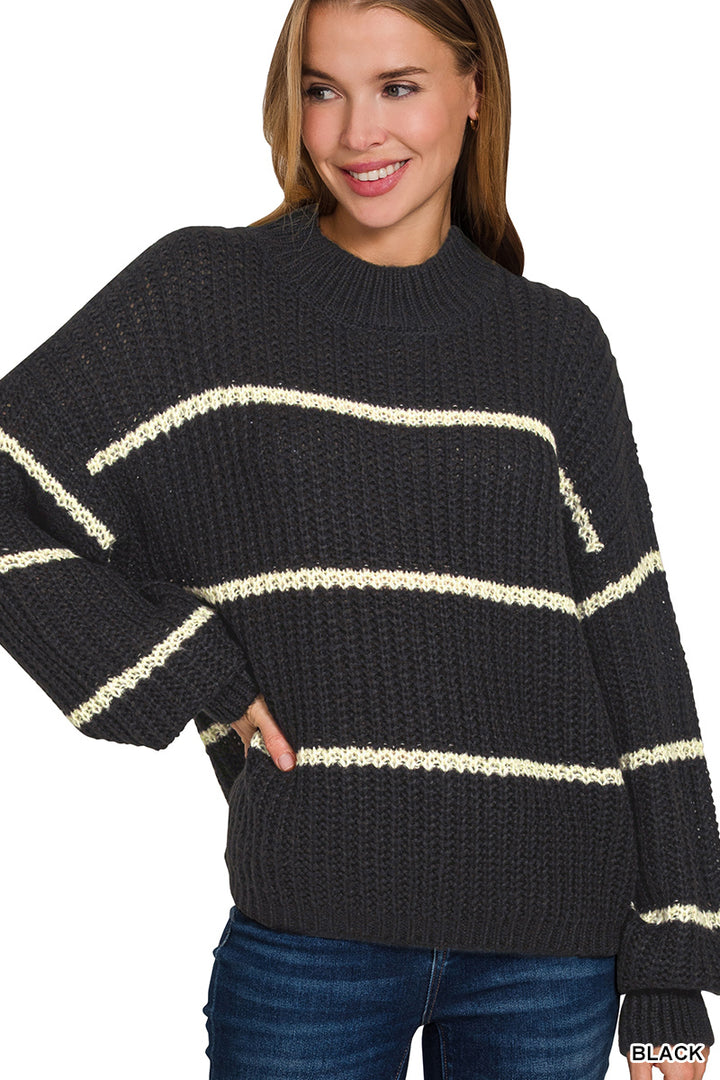 Zenana Oversized Striped Sweater TW-2541