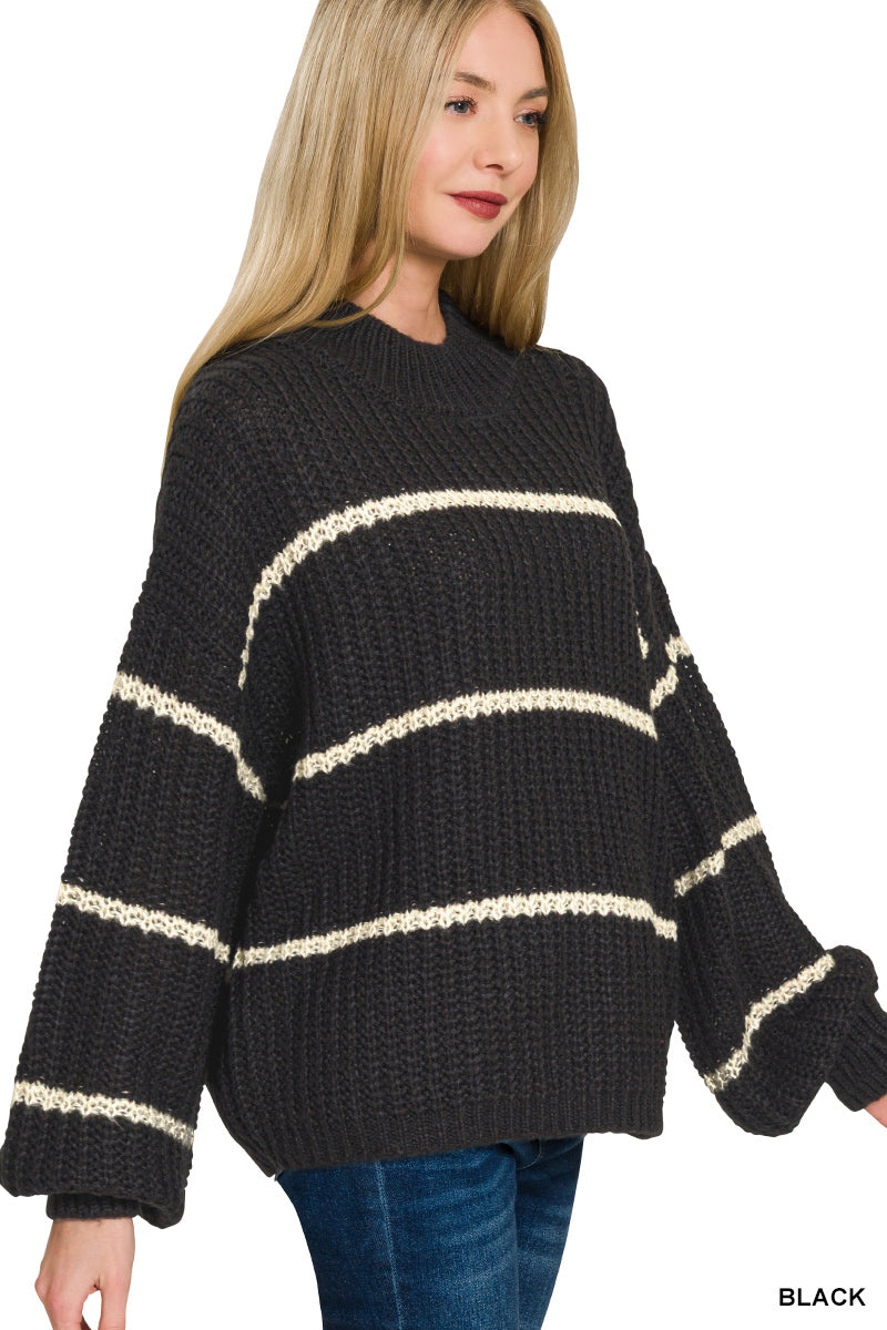 Zenana Oversized Striped Sweater TW-2541