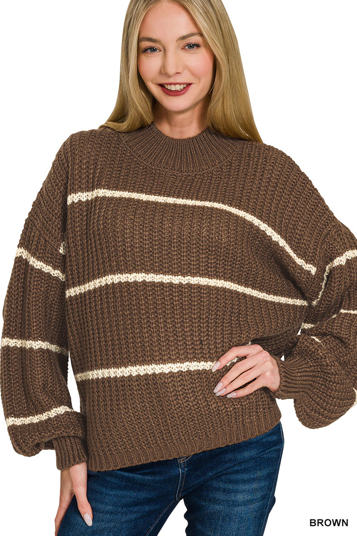 Zenana Oversized Striped Sweater TW-2541