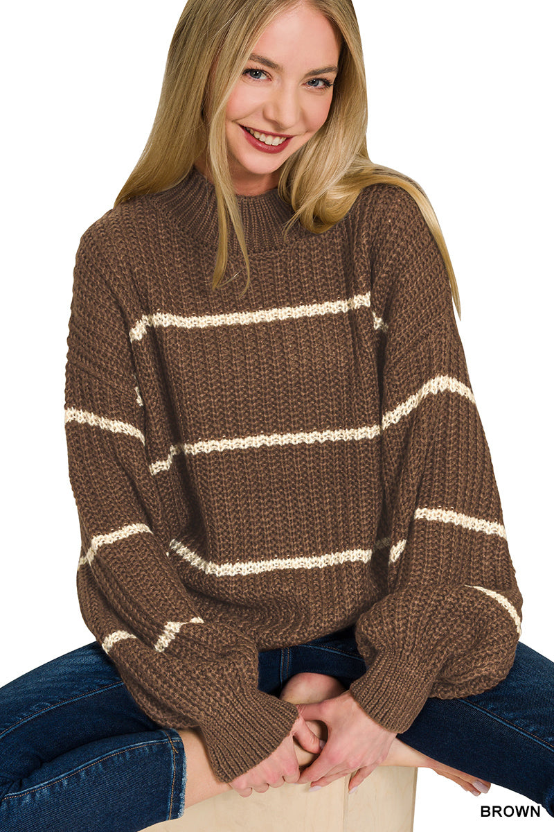 Zenana Oversized Striped Sweater TW-2541
