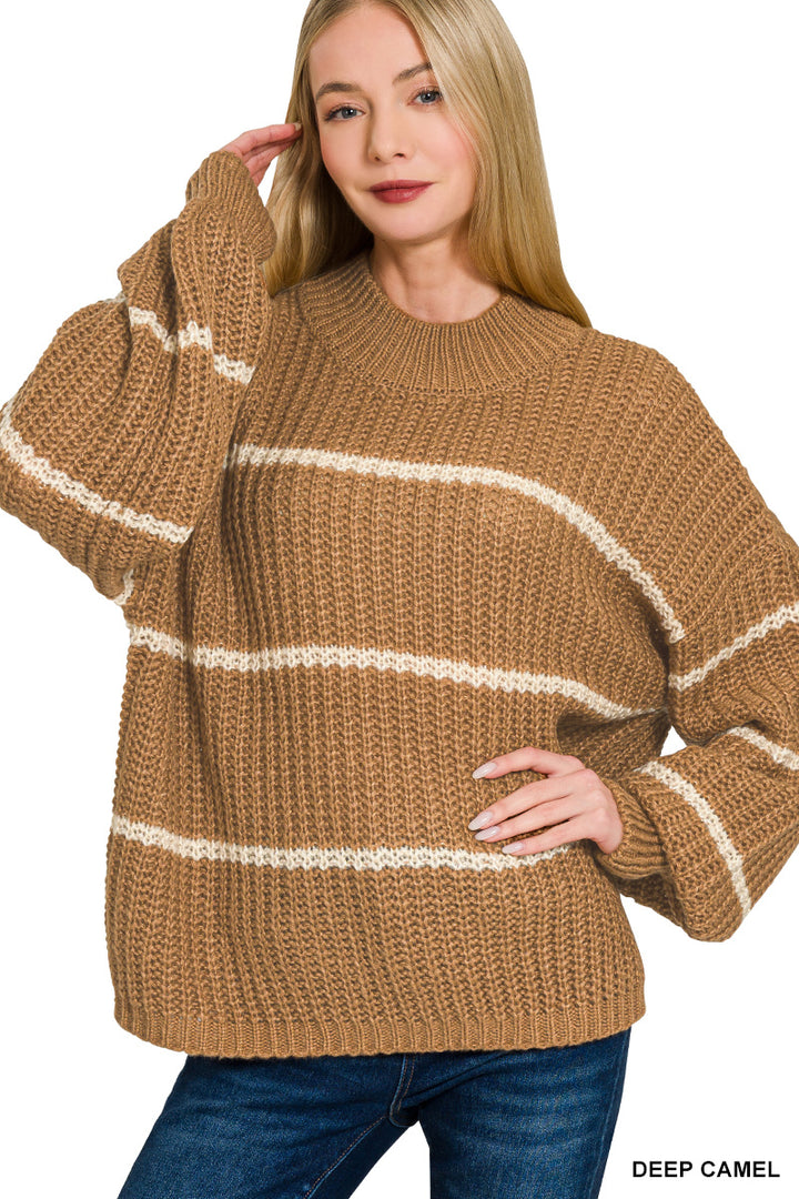 Zenana Oversized Striped Sweater TW-2541