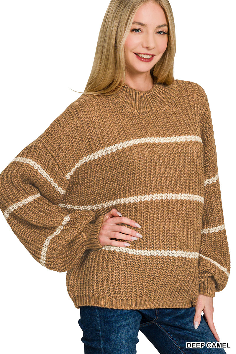 Zenana Oversized Striped Sweater TW-2541