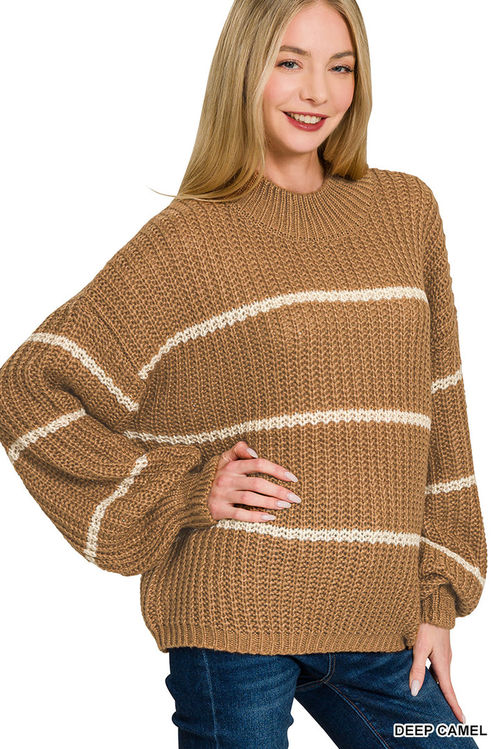 Zenana Oversized Striped Sweater TW-2541