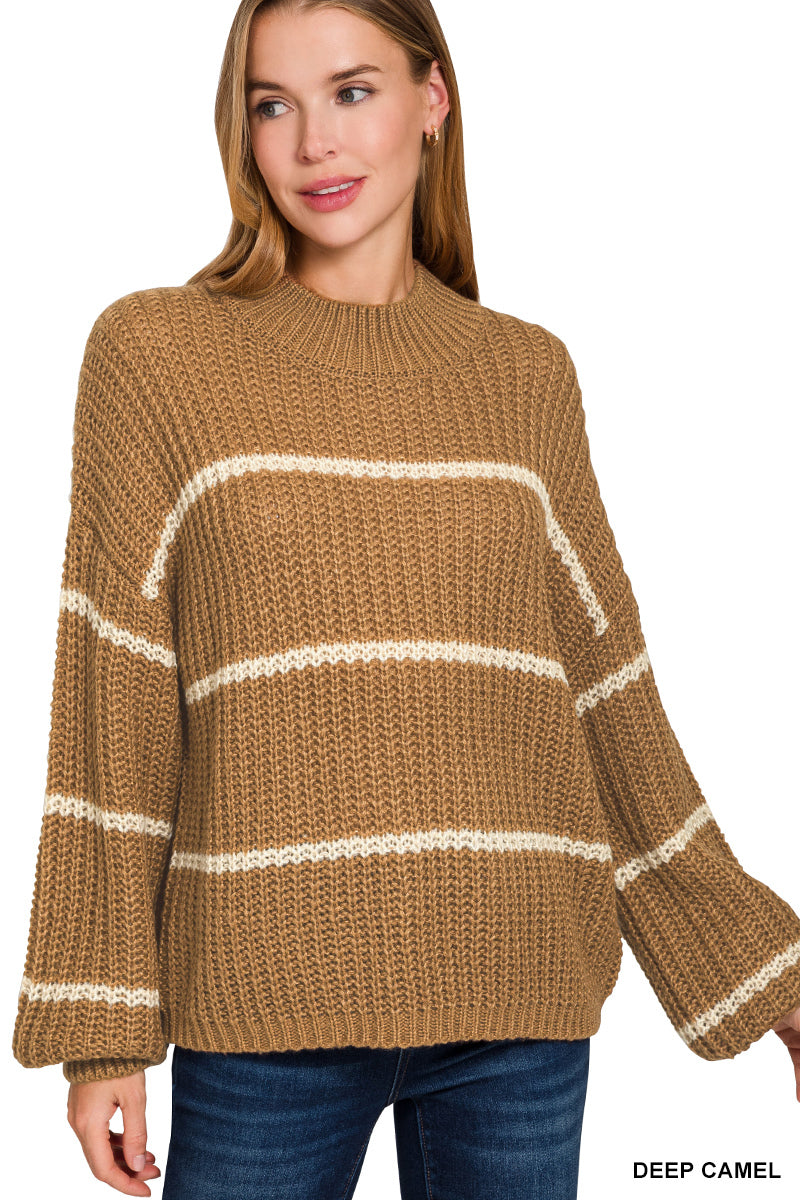 Zenana Oversized Striped Sweater TW-2541