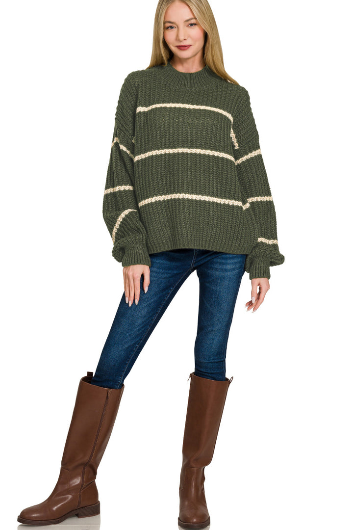 Zenana Oversized Striped Sweater TW-2541