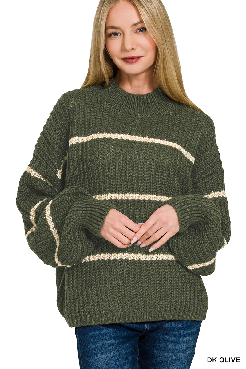 Zenana Oversized Striped Sweater TW-2541