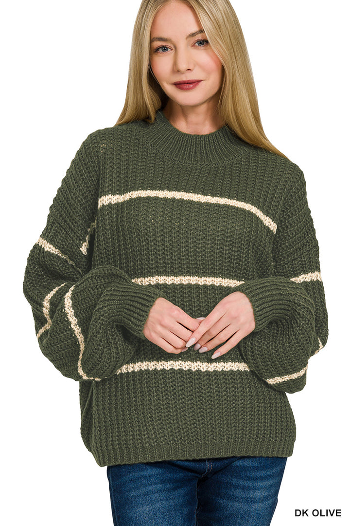 Zenana Oversized Striped Sweater TW-2541