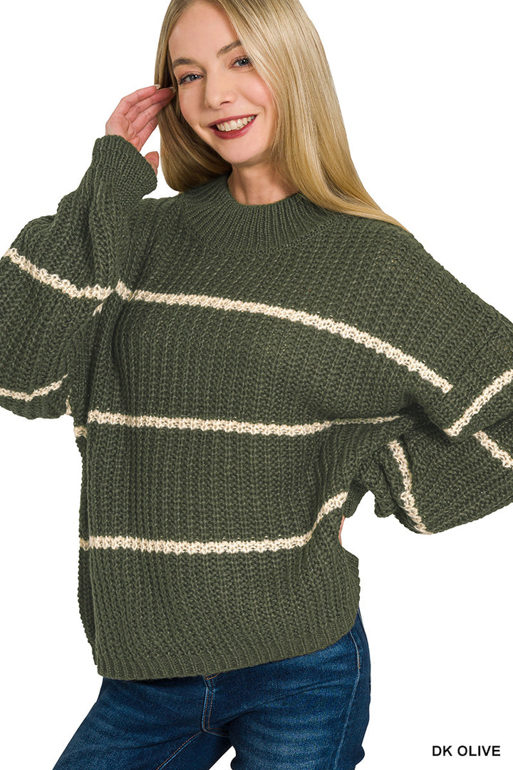 Zenana Oversized Striped Sweater TW-2541