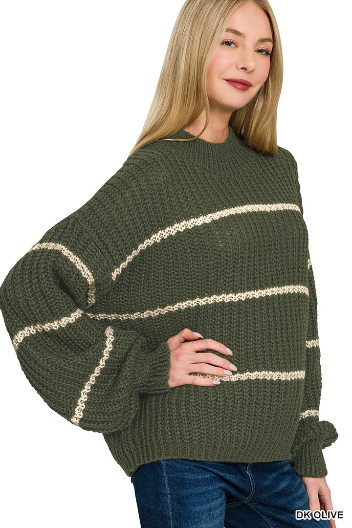 Zenana Oversized Striped Sweater TW-2541