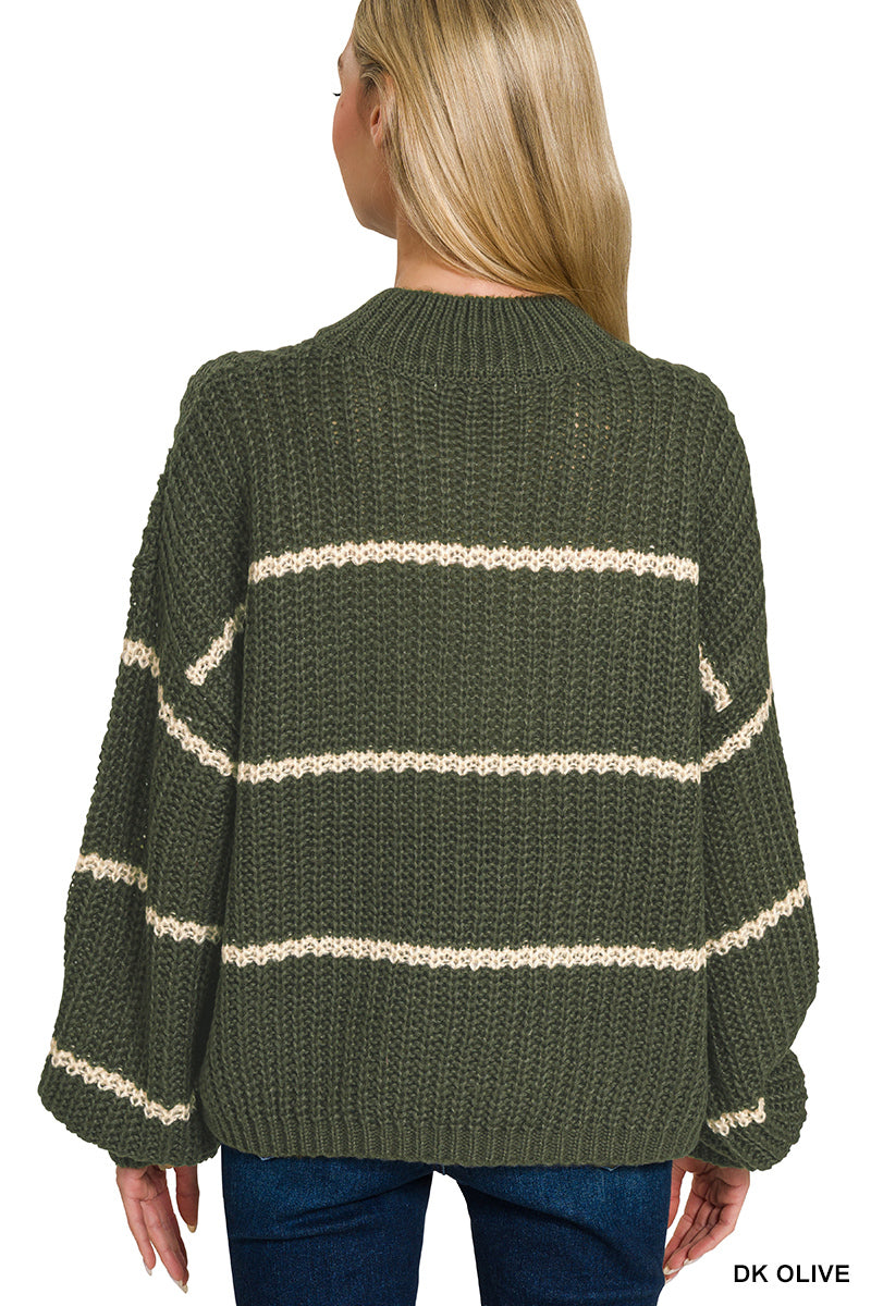 Zenana Oversized Striped Sweater TW-2541