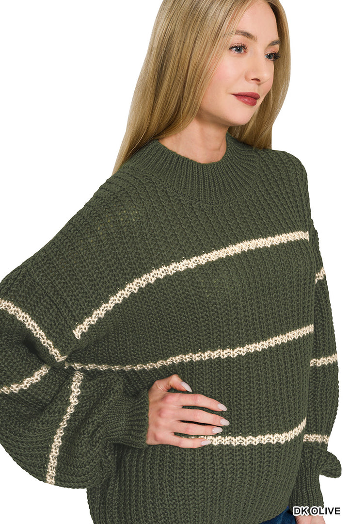 Zenana Oversized Striped Sweater TW-2541