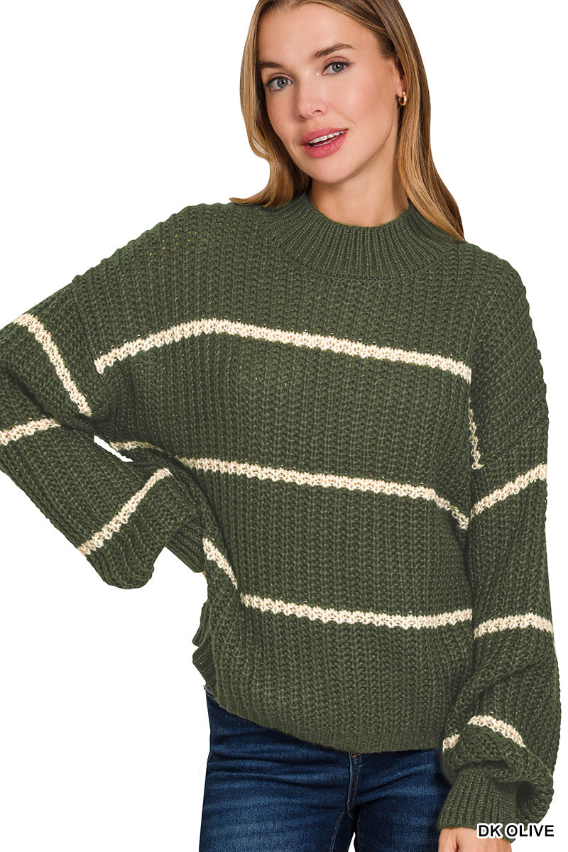 Zenana Oversized Striped Sweater TW-2541