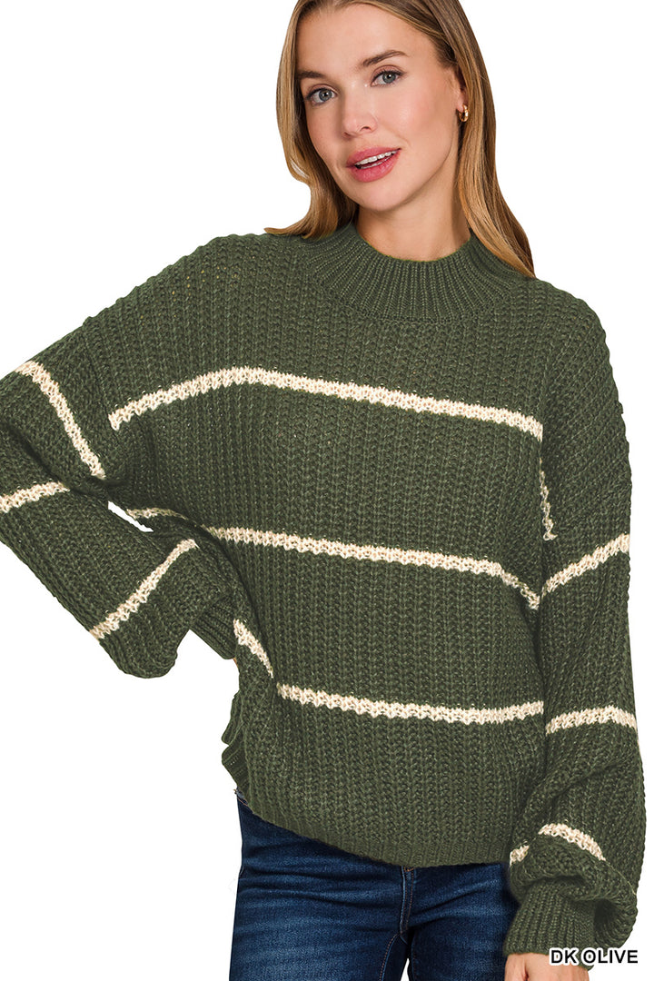Zenana Oversized Striped Sweater TW-2541