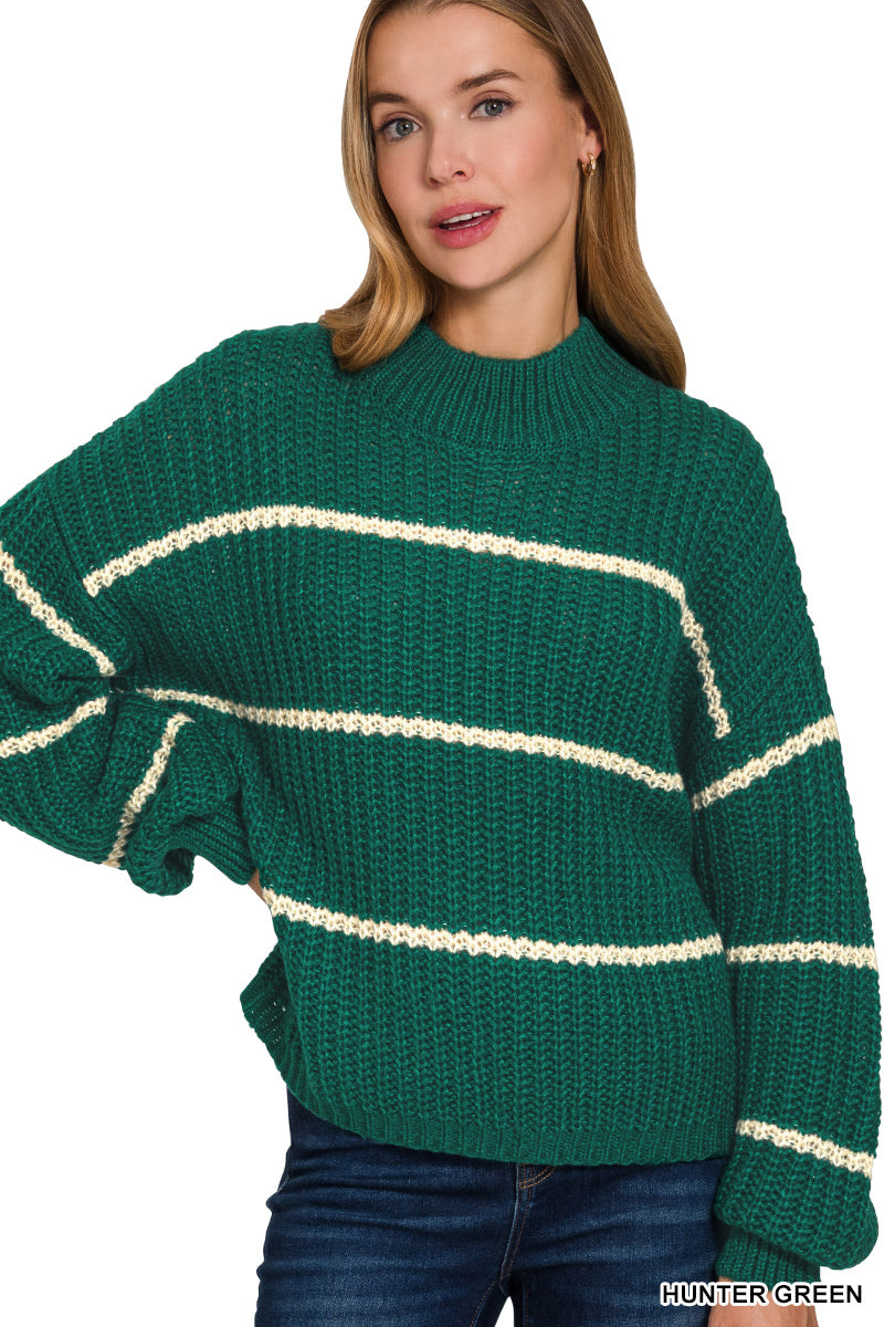 Zenana Oversized Striped Sweater TW-2541