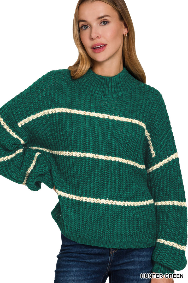 Zenana Oversized Striped Sweater TW-2541