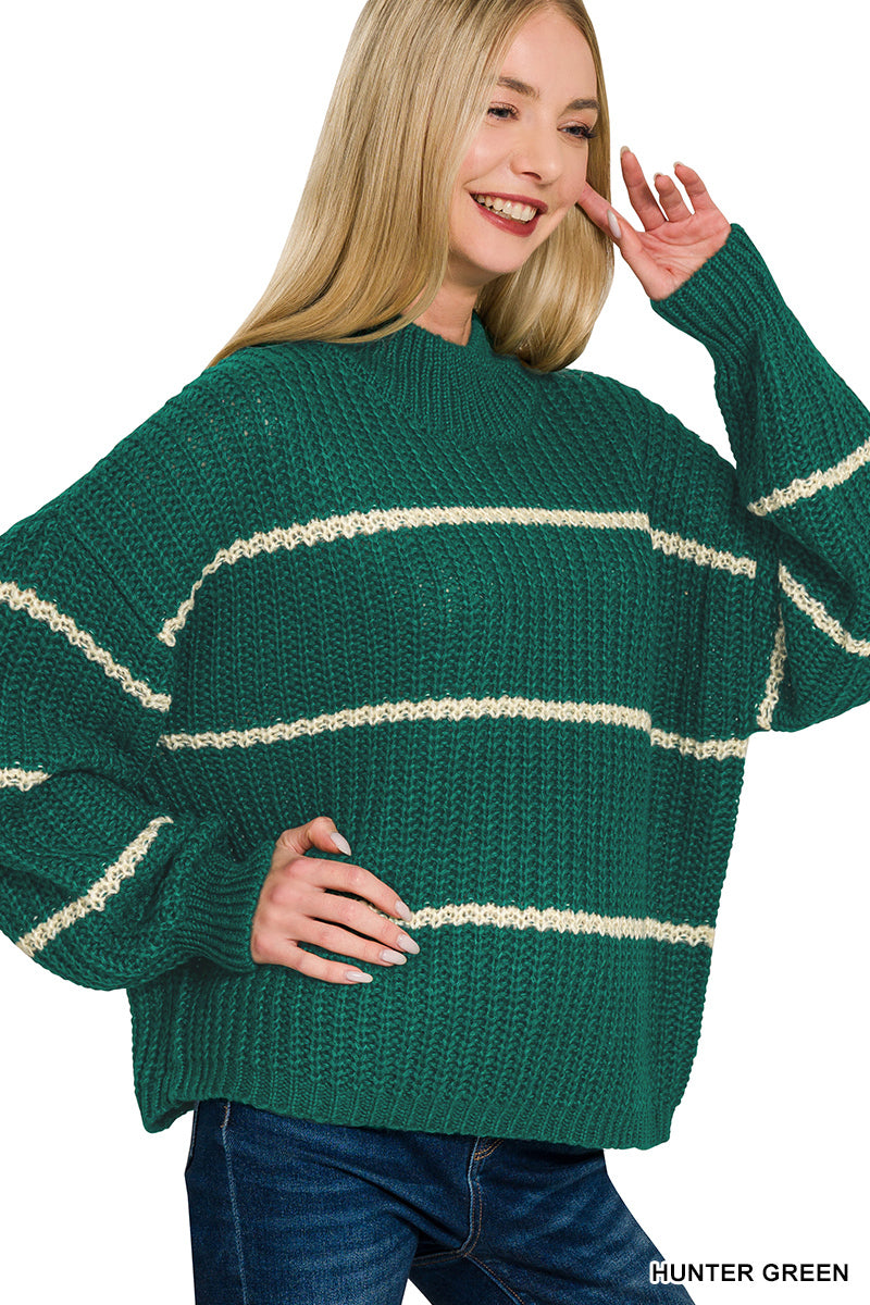 Zenana Oversized Striped Sweater TW-2541