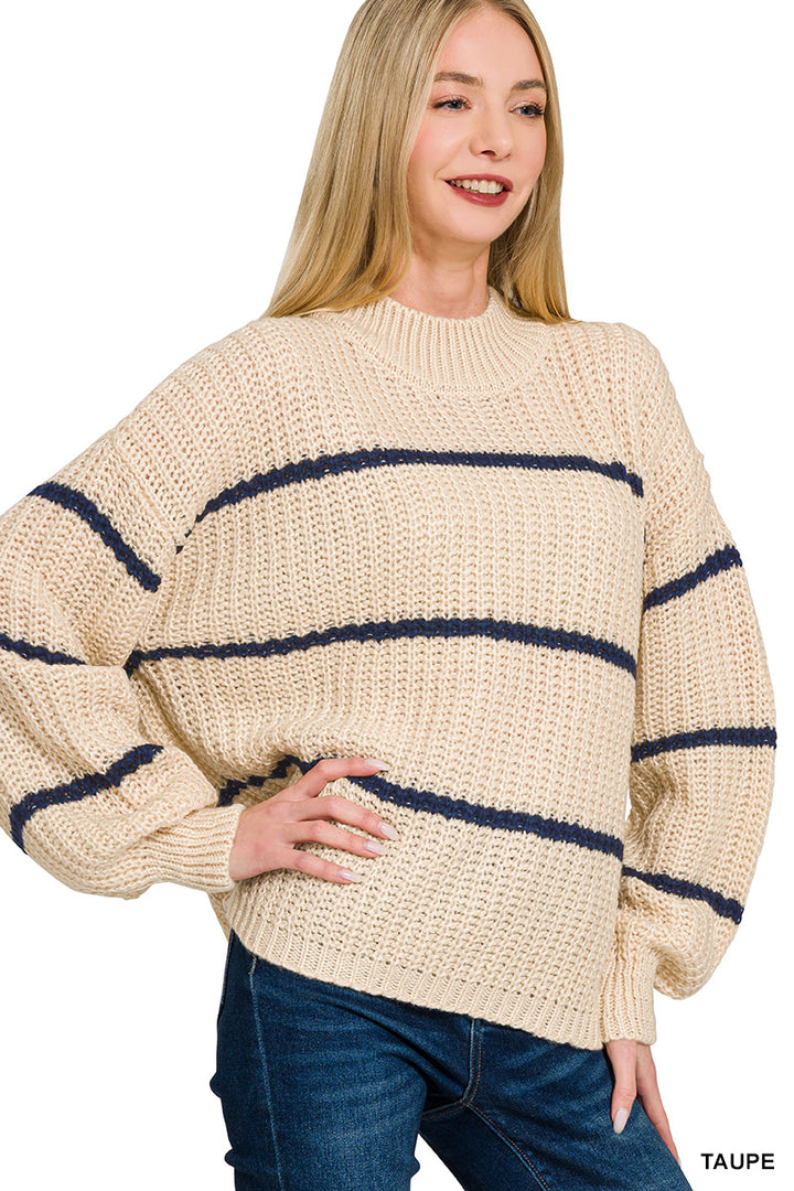 Zenana Oversized Striped Sweater TW-2541