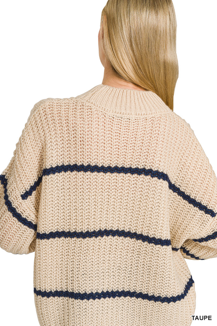 Zenana Oversized Striped Sweater TW-2541