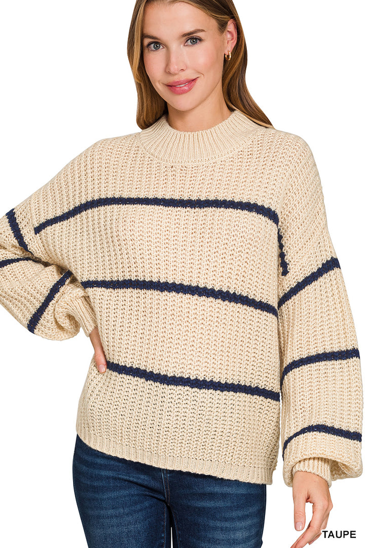 Zenana Oversized Striped Sweater TW-2541