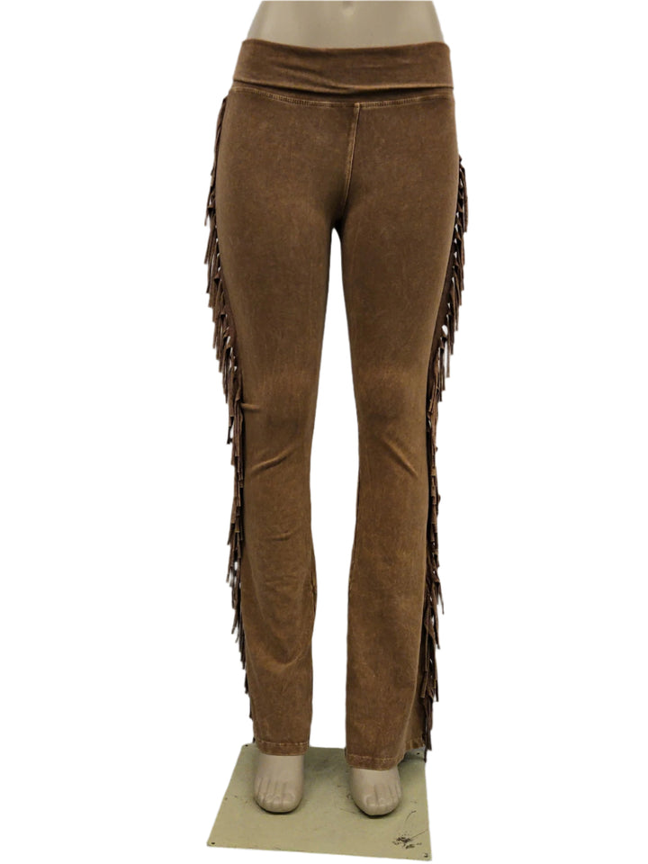 T-Party Fold Down FRINGE Sides Mineral Washed Yoga Pants CJ71397
