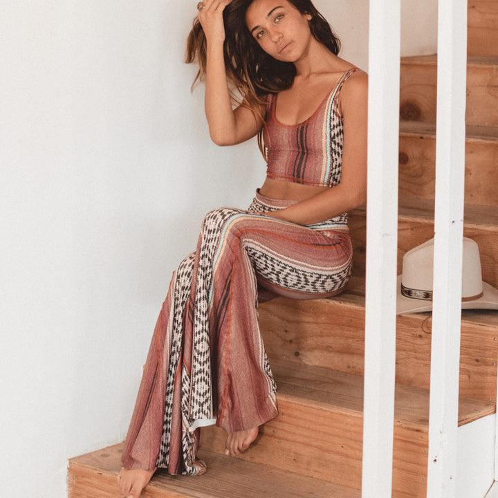 Border Towns Red Long Bell Bottom