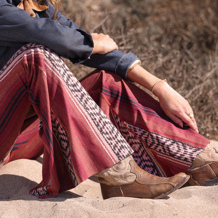 Border Towns Red Long Bell Bottom