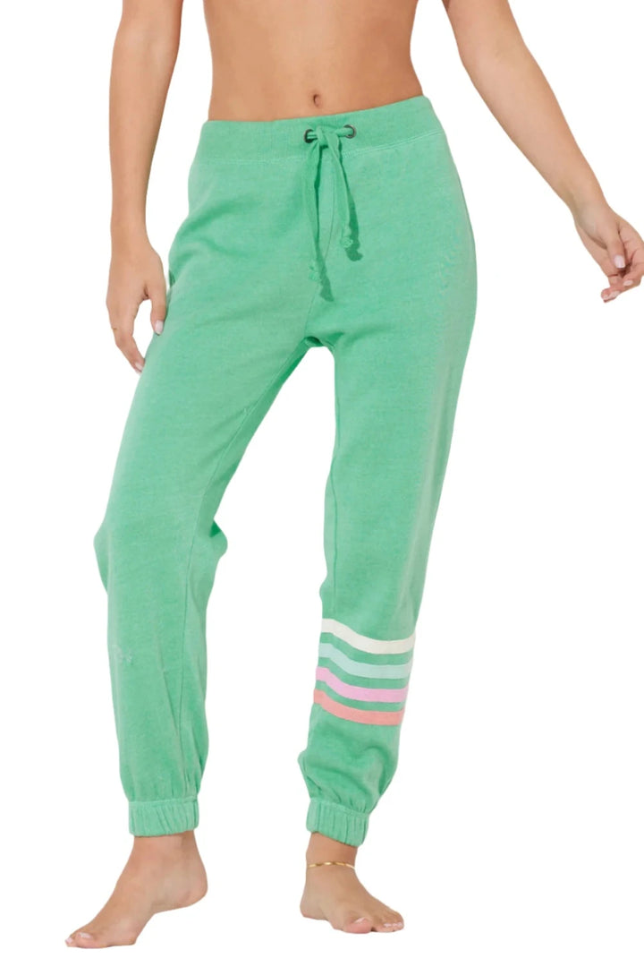 Ocean Drive Fleece Summer Stripes Jogger OD12032 - Surf Green - Front View
