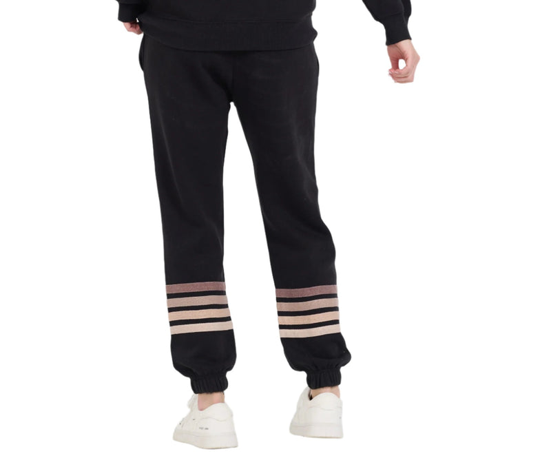 Vintage Havana Neutral Stripe Burnout Fleece Jogger VH12620 Black back