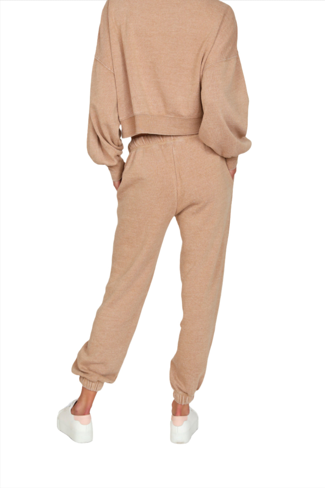 Vintage Havana Burnout High Waisted Jogger VH9900 - Macaroon - Back View