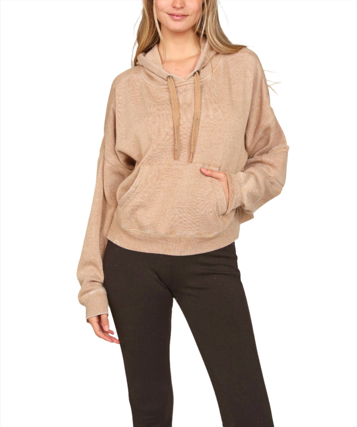 Vintage Havana Burnout Side Slit Hoodie VH9901 - Macaroon - Front View